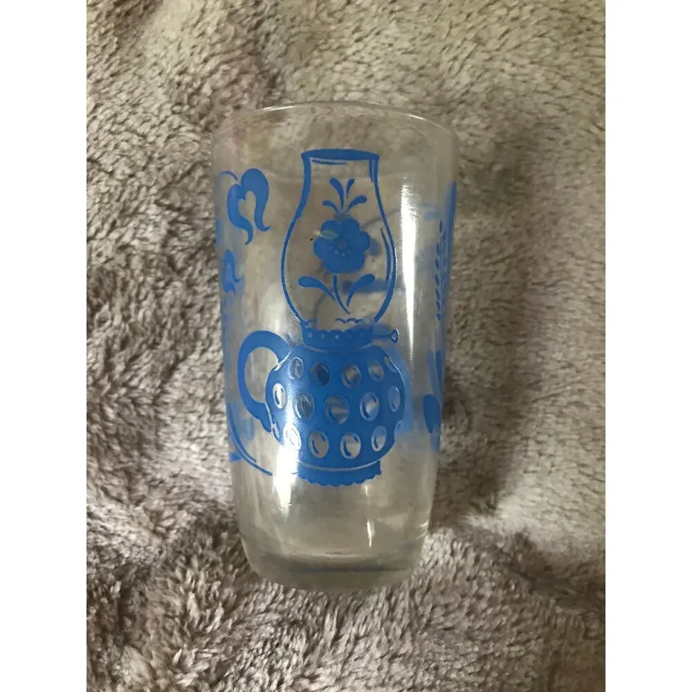Vintage Kraft Swanky‎ Swig Juice Glass Blue Oil Lamp And Tea Pot